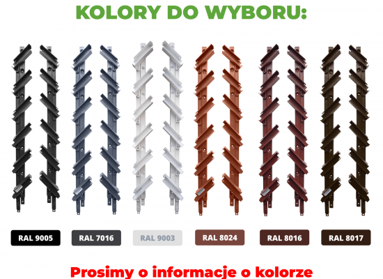 Żaluzje tarasowe ALUMINIOWE MALOWANE + uchwyty kolor do wyboru | długość desek 110 cm